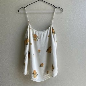 Reformation Floral Atticus Tank Top Camisole Medium Ivory Yellow